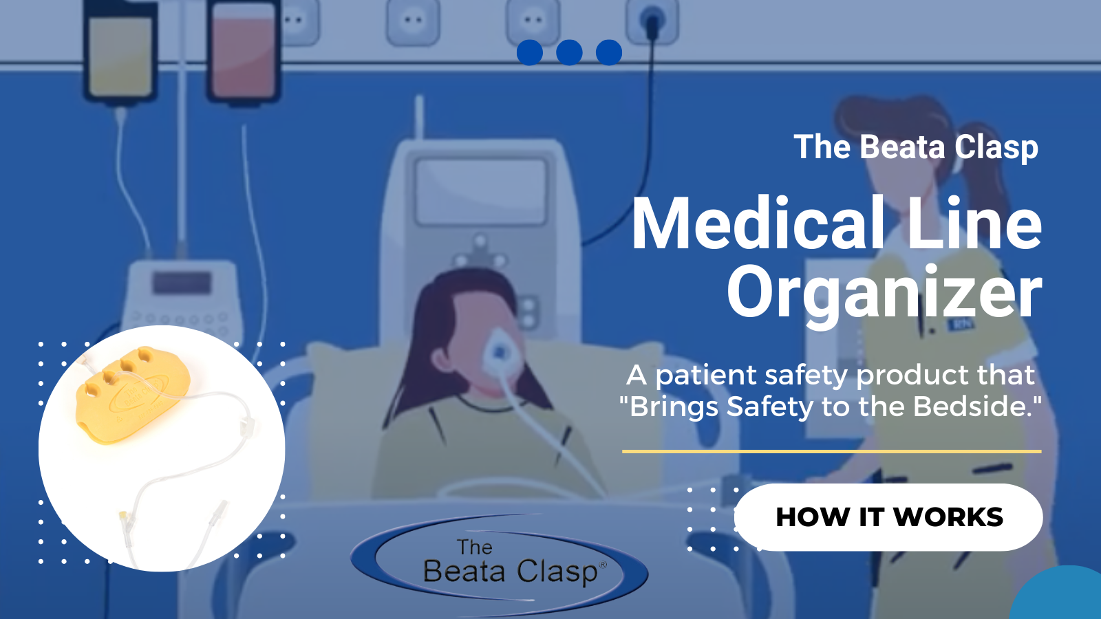 Load video: The Beata Clasp Medical Line Organizer is a regulatory-compliant solution designed to improve patient safety and streamline line management. It addresses ECRI’s Top 10 Hazards for 2025, specifically poor line management (#8 on the list). Its adhesive-free, antimicrobial design ensures a hygienic and secure option for healthcare environments. Additionally, it protects call light cords, preventing damage from wrapping around bed rails, which can lead to fraying and costly replacements. The bright yellow color aligns with fall risk precautions, making it an essential tool for hospitals and care facilities focused on patient safety.